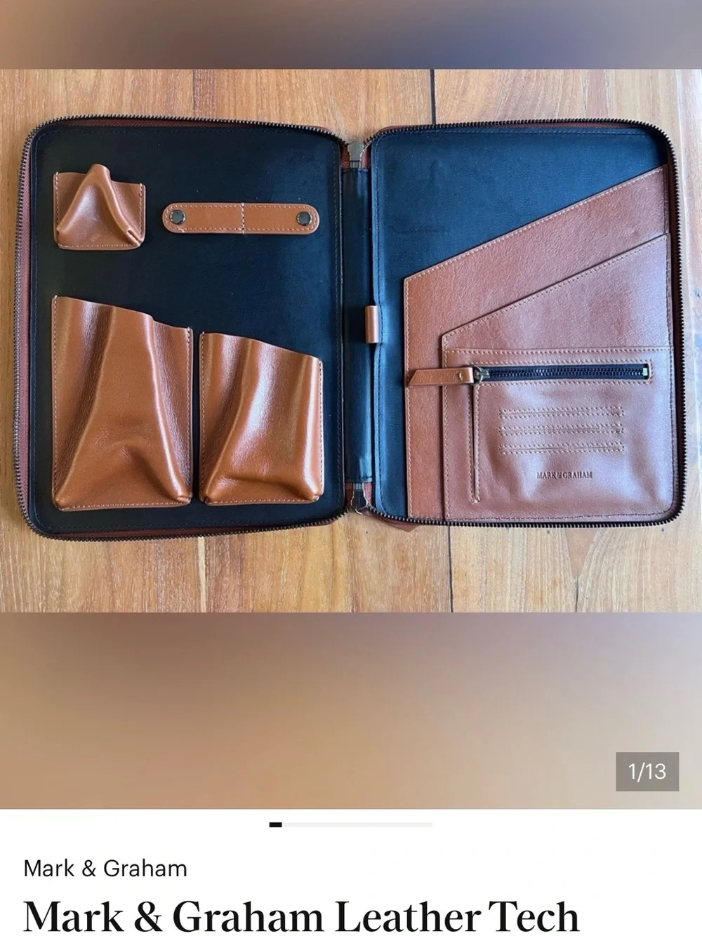 Mark & Graham best seller Tech Folio Organizer in Tan leather